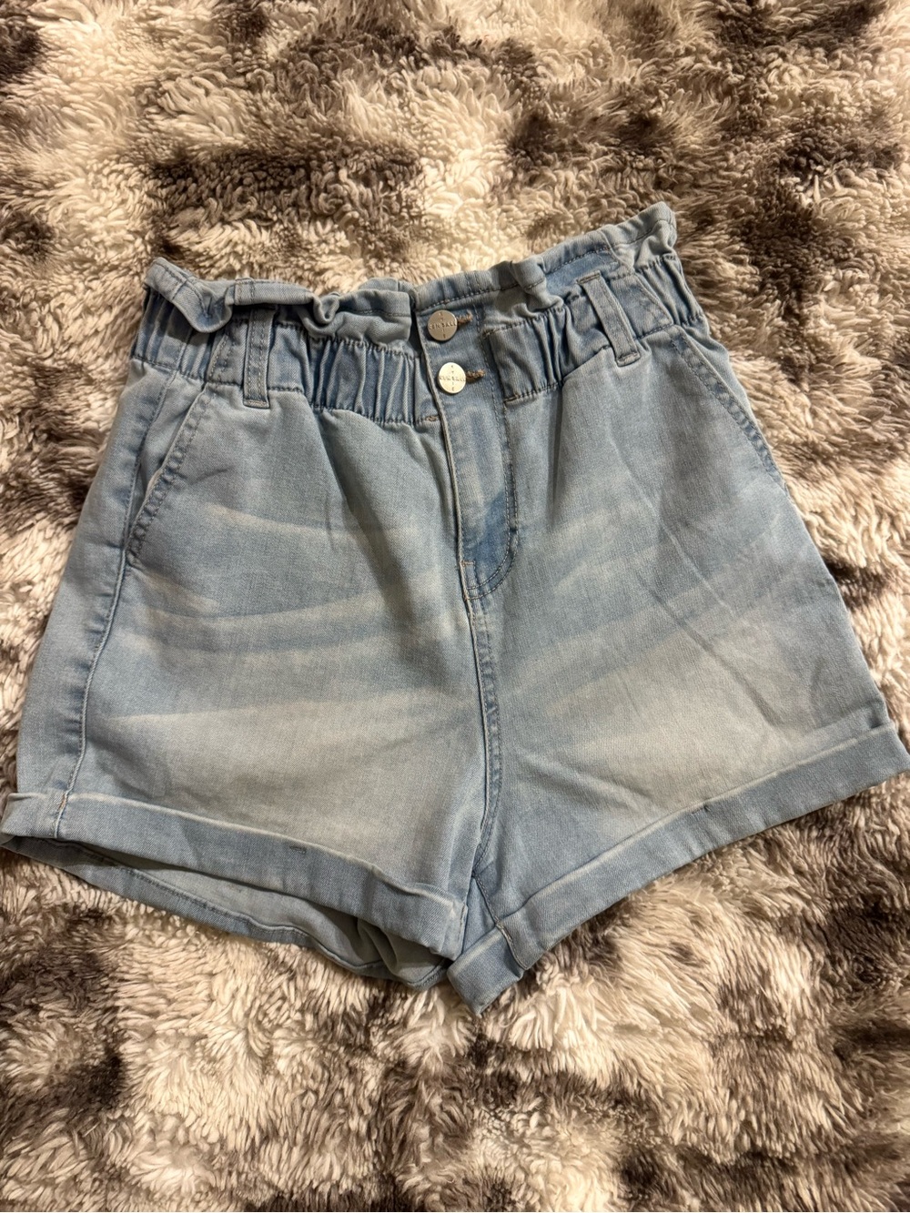 Kendall & Kylie Light Wash Paperbag High-Rise Denim Shorts